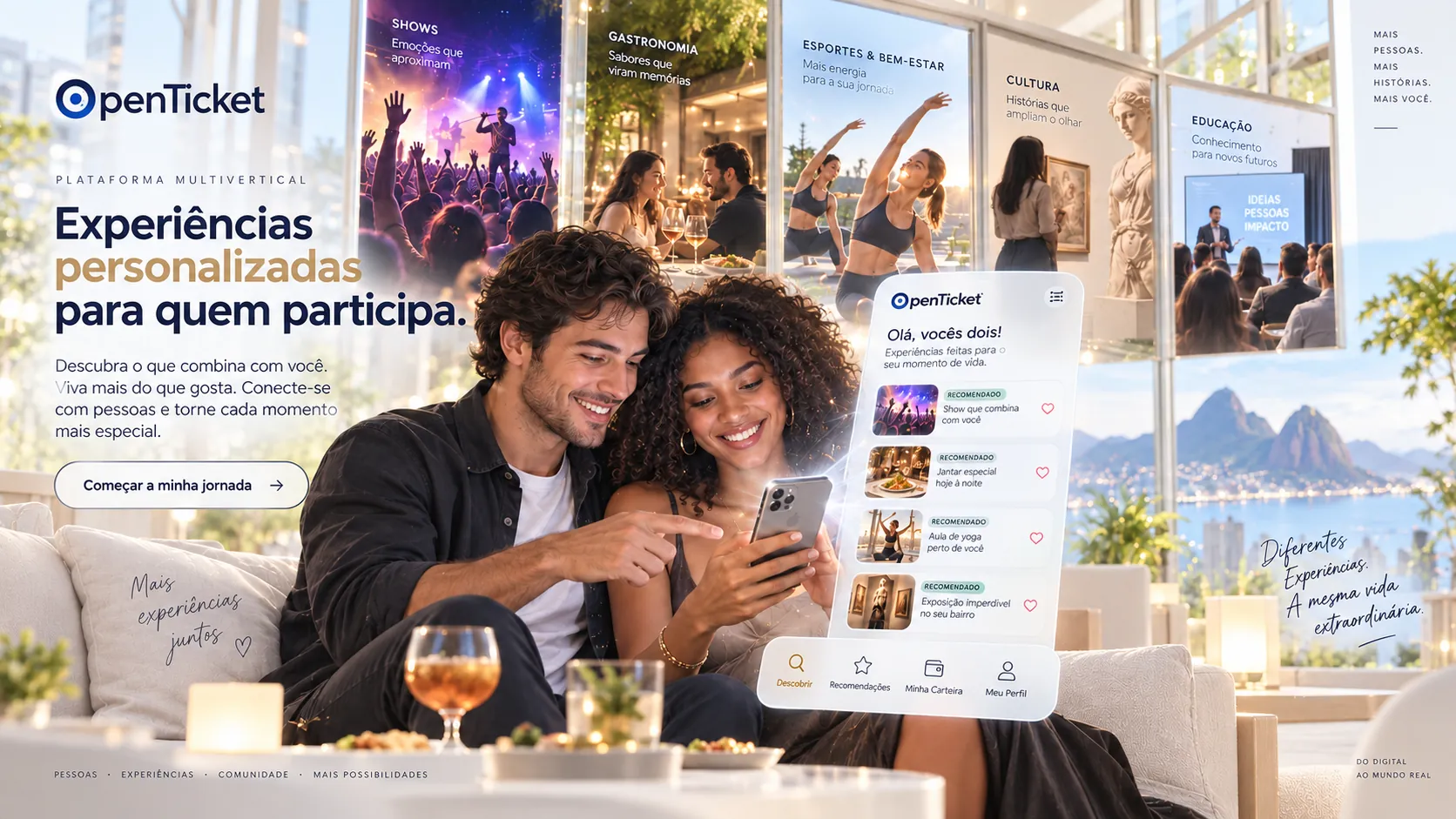 as recomendações de experiências na mão de quem participa